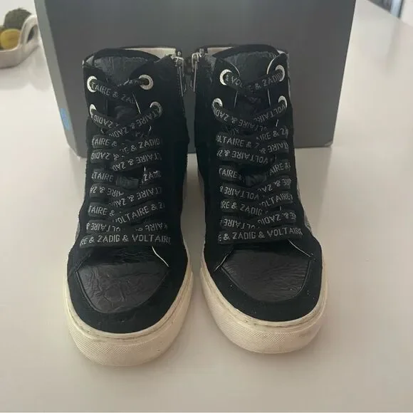 Zadig&Voltaire High Lash crinkled-finish leather sneakers FLAWED - Picture 6 of 9